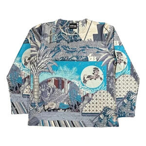 Vintage JPG Jean Paul Gaultier Japan Silk  Blend All Over Print T Shirt Mens 40